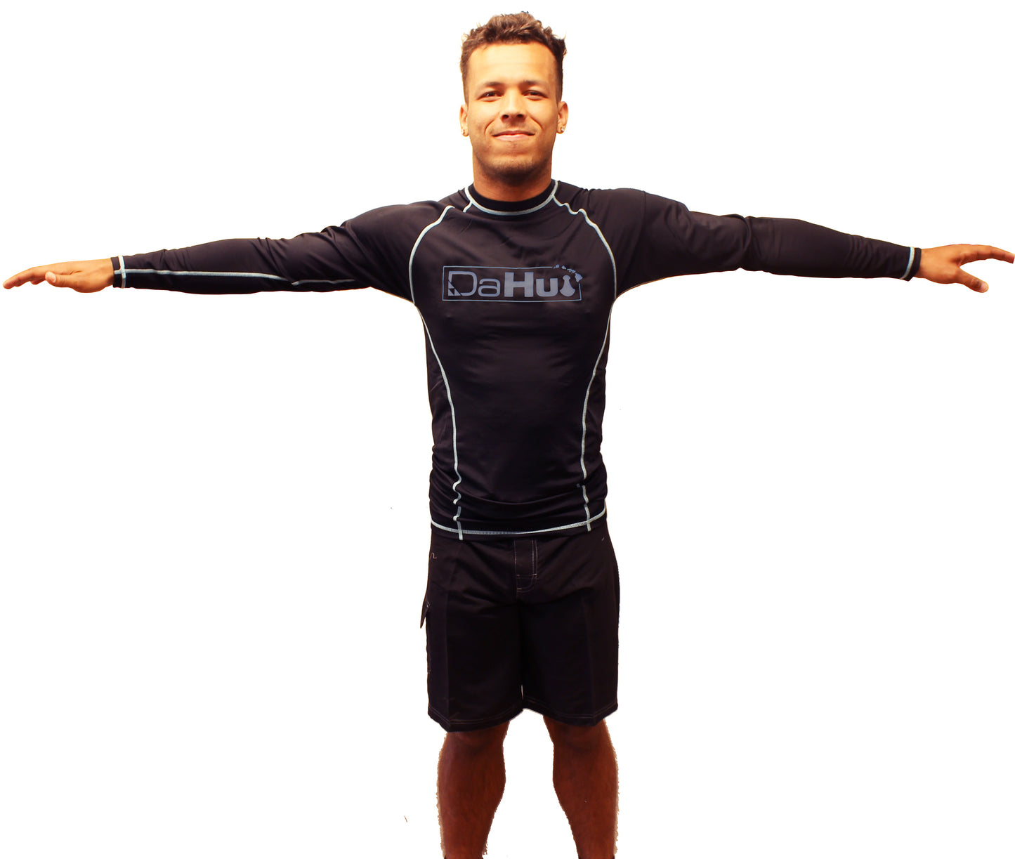 Mens Da Hui Long Sleeve Rash Guard Water Surf Shirt UPF 50+