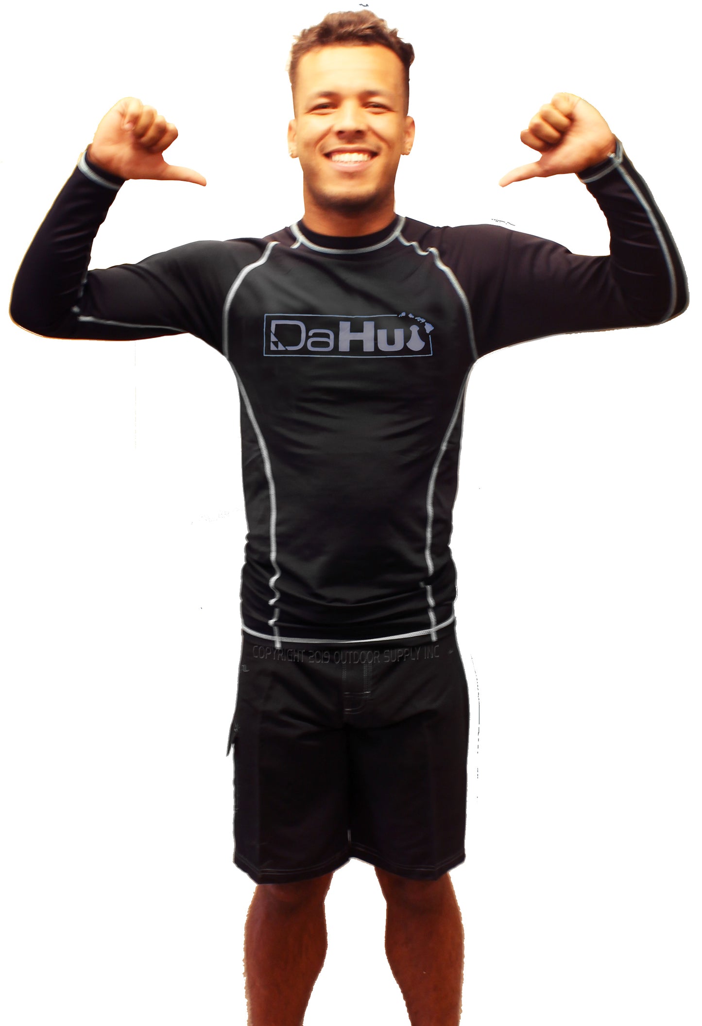 Mens Da Hui Long Sleeve Rash Guard Water Surf Shirt UPF 50+