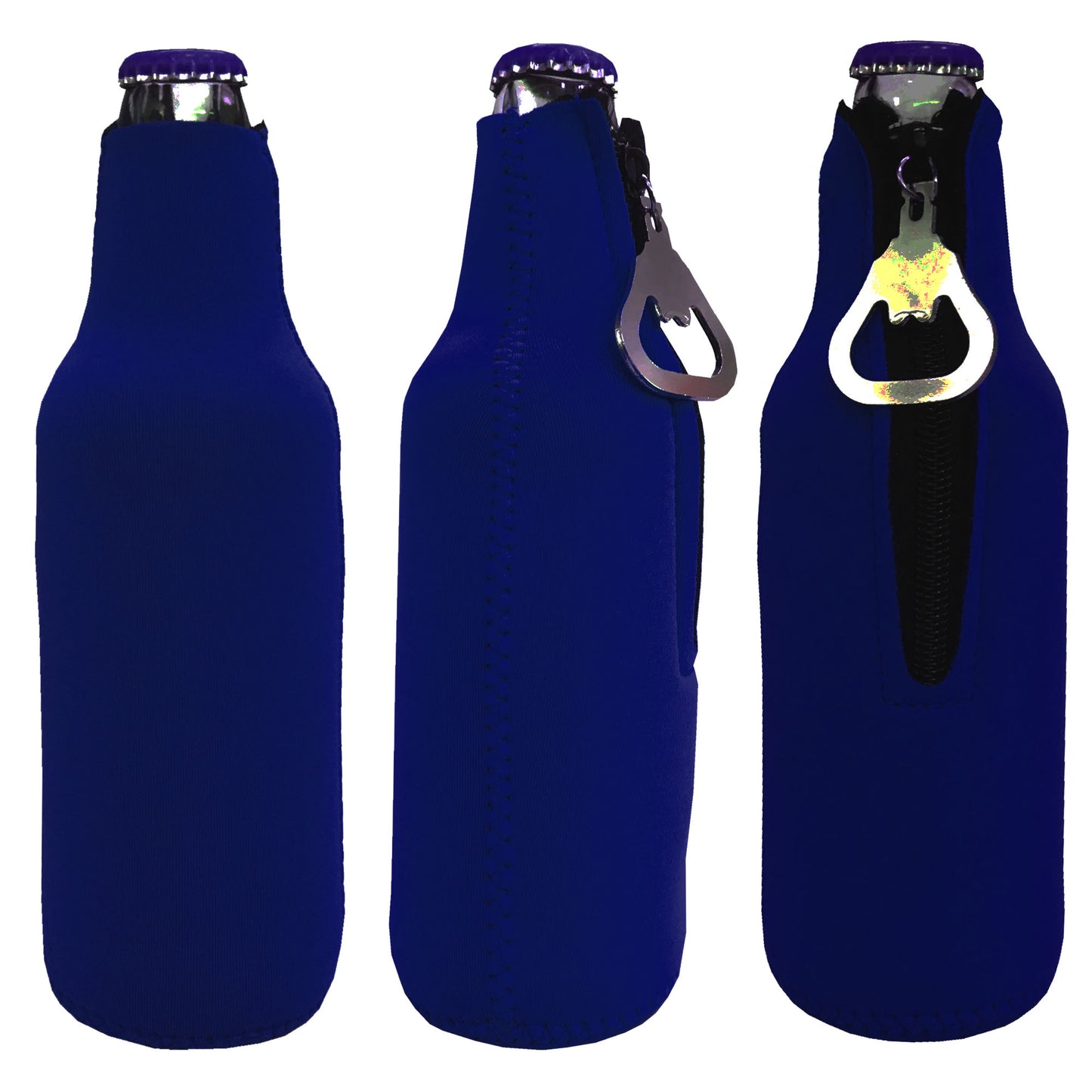 Neoprene Bottle Cooler Sleeves for 12oz Bottles with Bottle Opener- 3-Pack - Blank Design for any Event - Dual Sided Insulation Keeps Your Drinks Cool