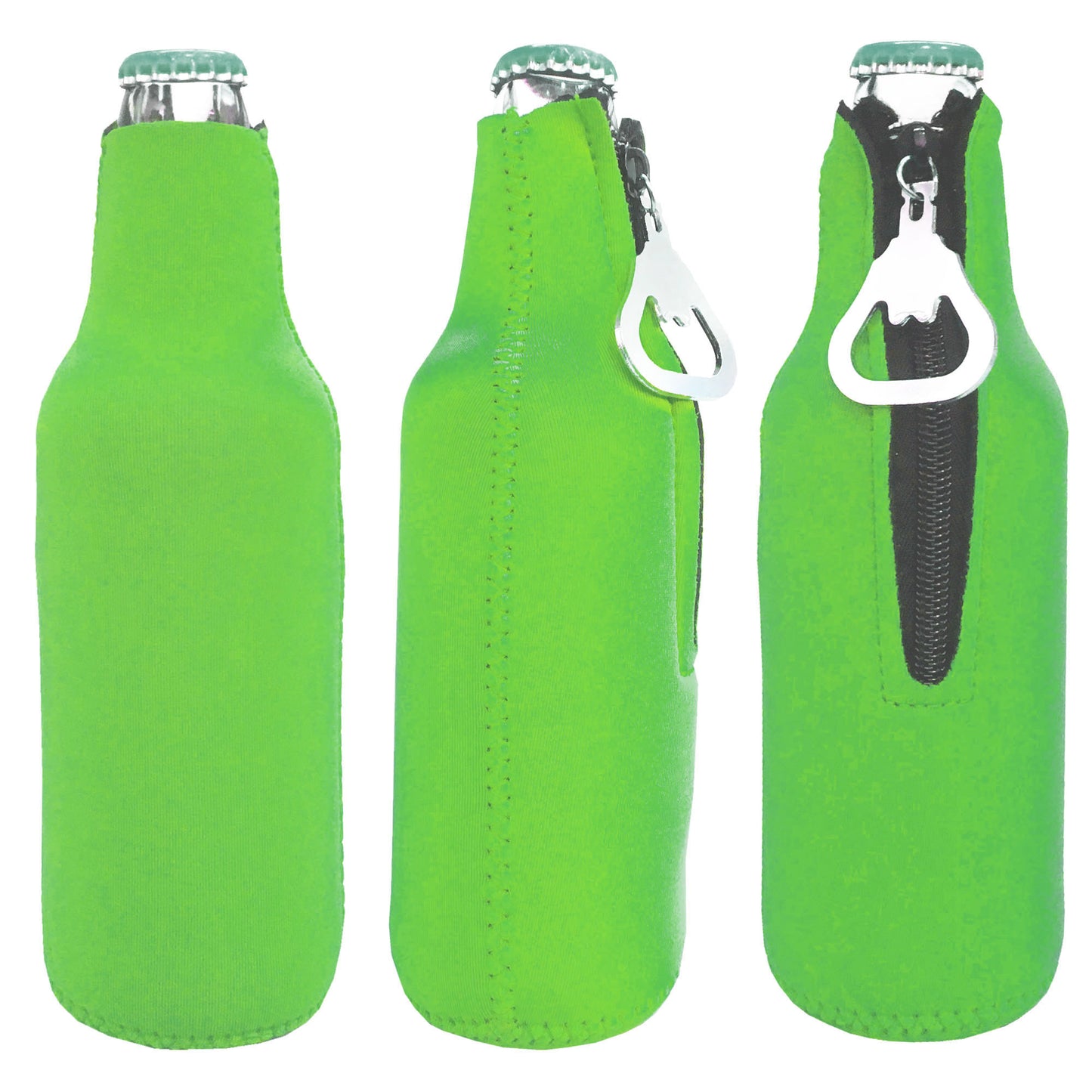 Neoprene Bottle Cooler Sleeves for 12oz Bottles with Bottle Opener- 3-Pack - Blank Design for any Event - Dual Sided Insulation Keeps Your Drinks Cool