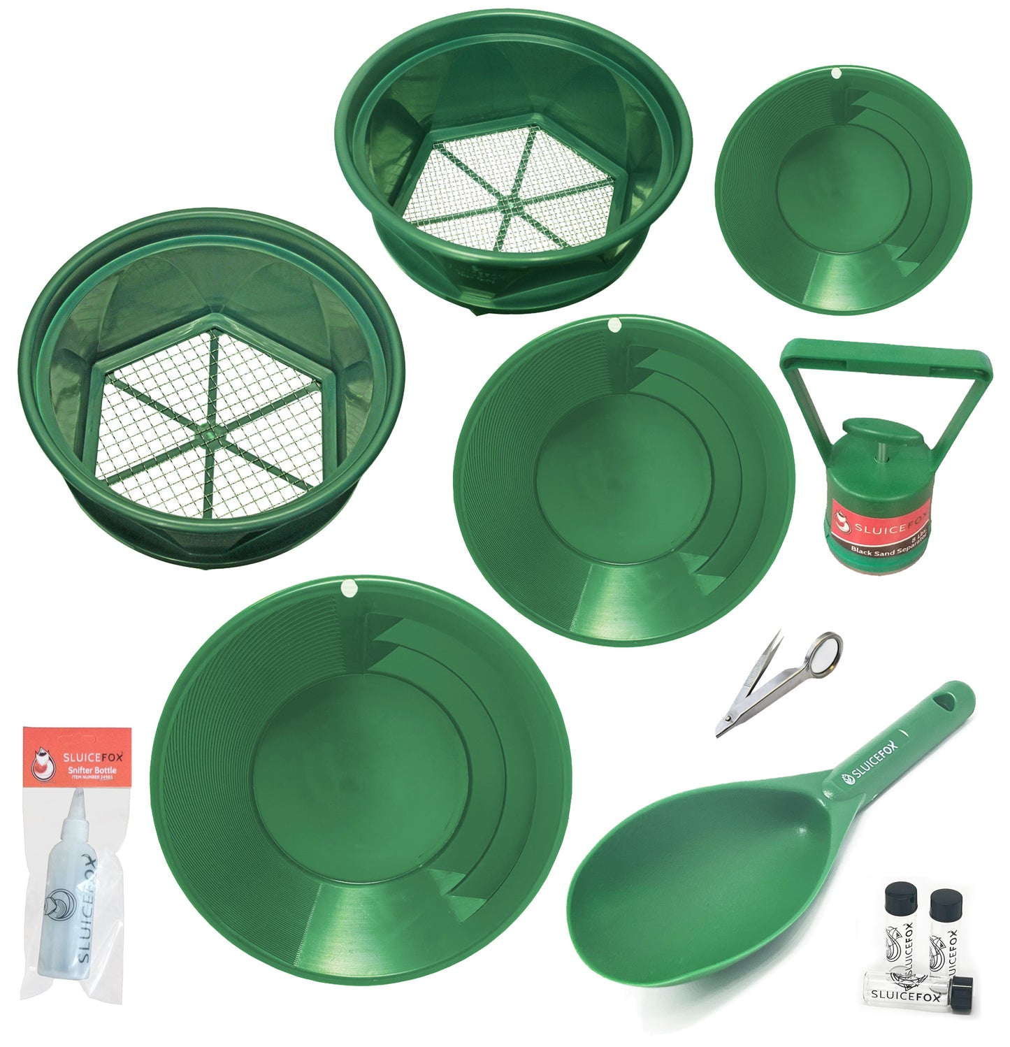 Sluice Fox 12 Pc Gold Panning Kit (Green)