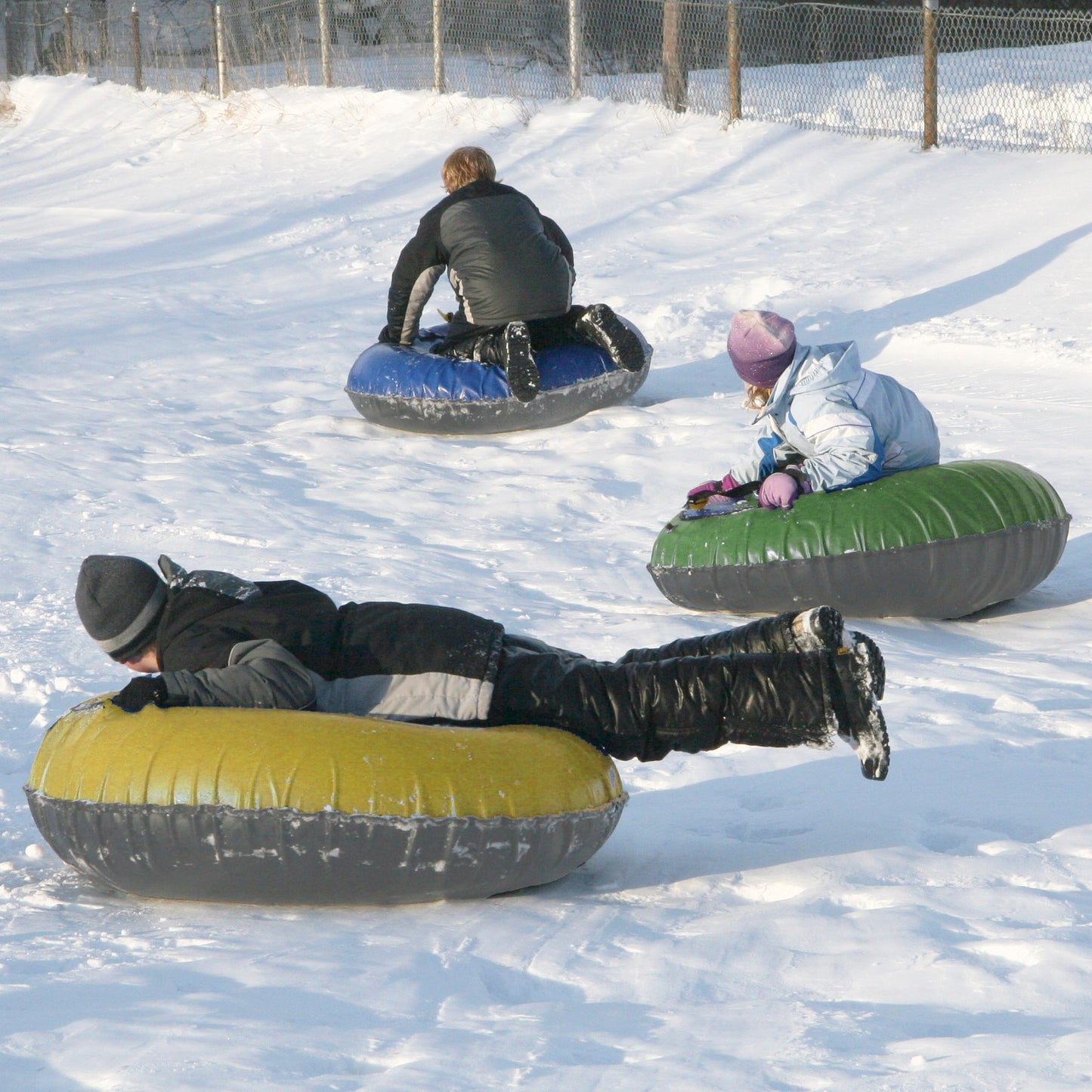 Set of 2 Bradley 50-Inch Snow Tubes with Heavy Duty Covers for Extreme Sledding Fun | Patented Inflatable Tubes for Performance | Made in USA