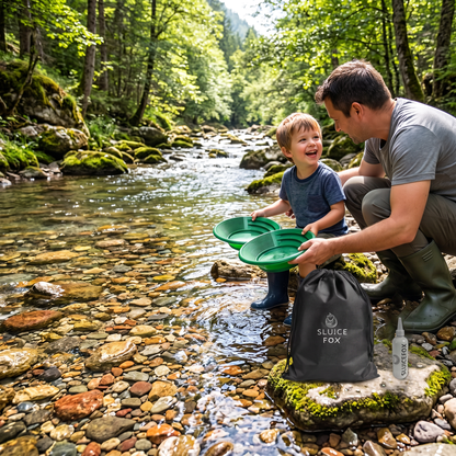 Sluice Fox 2-Pack Gold Panning Starter Kit – 9" Pans + Snifter Bottle