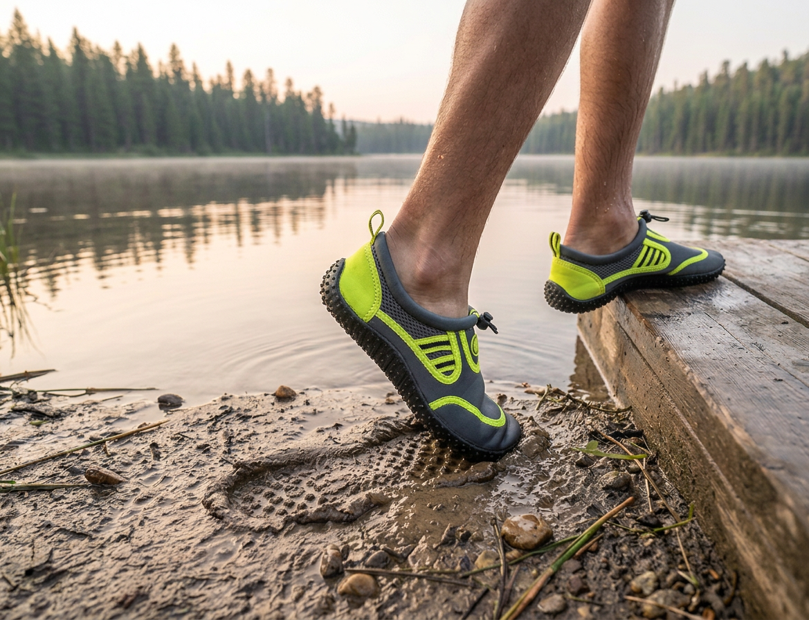 Hardcore Mens Water Shoes; Quick Drying Aqua Socks for Barefoot Running, Swimming, Poolside Fun at The Water Park, Camping, Yoga or Surfing at The Beach