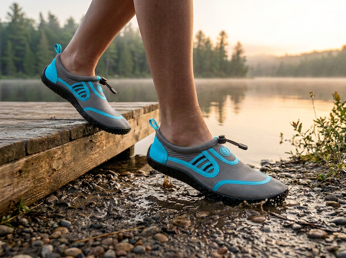 Hardcore womens water shoes; Quick drying aqua socks for barefoot running, swimming, poolside fun  at the water park, camping, yoga or surfing at the beach