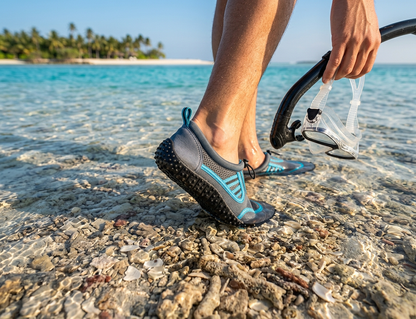 Hardcore Mens Water Shoes; Quick Drying Aqua Socks for Barefoot Running, Swimming, Poolside Fun at The Water Park, Camping, Yoga or Surfing at The Beach