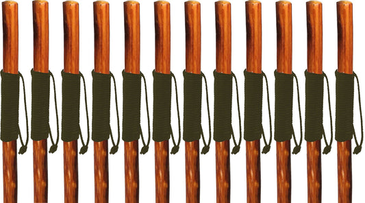 Walking Hiking Hike Stick Cane Staff 55" Pine Wood with Paracord Wrapped Handle Set of 12