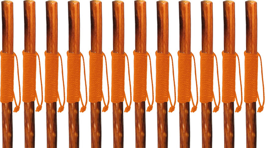 Walking Hiking Hike Stick Cane Staff 55" Pine Wood with Paracord Wrapped Handle Set of 12