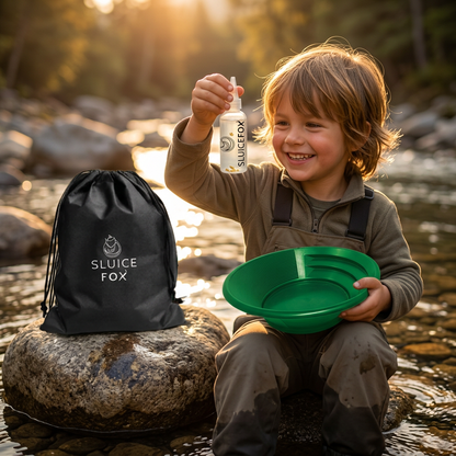Sluice Fox 2-Pack Gold Panning Starter Kit – 9" Pans + Snifter Bottle