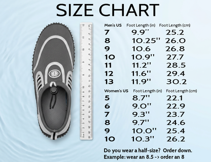 Hardcore womens water shoes; Quick drying aqua socks for barefoot running, swimming, poolside fun  at the water park, camping, yoga or surfing at the beach
