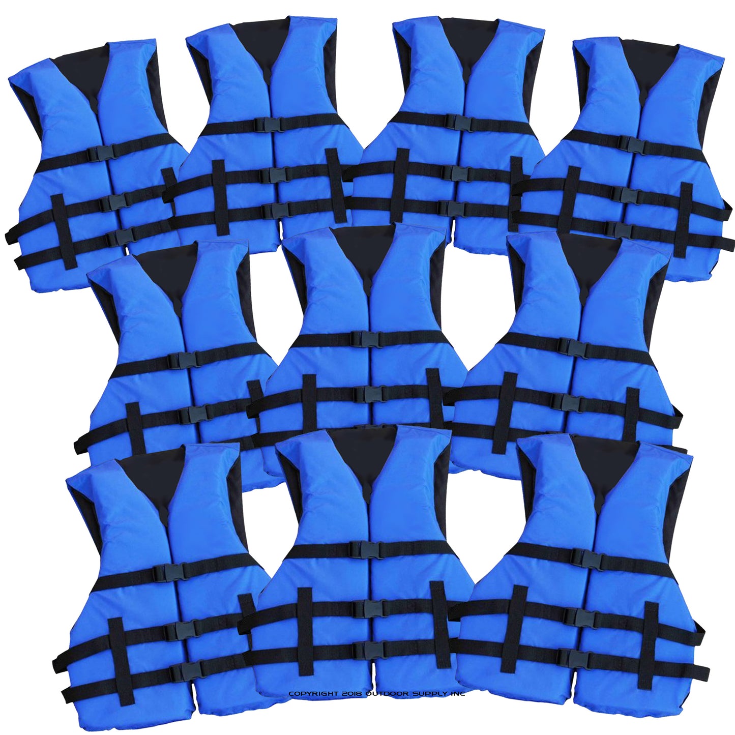 10 Pack Life jacket paddle vest; Coast Guard approved Type III PFD life vest flotation device; Jet ski, wakeboard, kayak; Ideal extra life jacket for pontoon boat