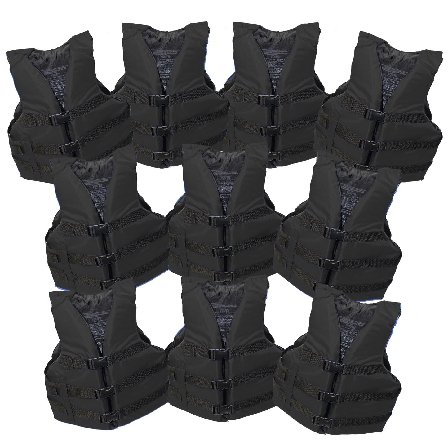 10 Pack Life jacket paddle vest; Coast Guard approved Type III PFD life vest flotation device; Jet ski, wakeboard, kayak; Ideal extra life jacket for pontoon boat