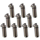 10 Pack Aluminum Pill Shape Case Keychain ID Holder Pet Ashes Urn Silver Metal
