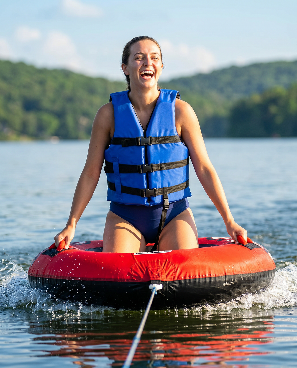 Life jacket paddle vest with Leg Strap; Coast Guard approved Type III PFD flotation device; Jet ski, wakeboard, hardshell kayak vest; Ideal extra PFD for pontoon boat Blue Adult