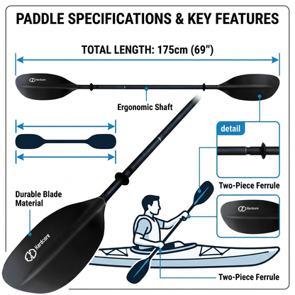 Kids Kayak Paddle for River Tubing and Water Adventures | Double-Sided Oars Ideal for Young Paddlers or on River Runs, Lakes, and Streams | Lightweight, Easy-to-Use