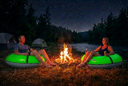 Pack of two Bradley heavy duty tubes for floating the river; Whitewater water tube; Rubber inner tube with cover for river floating; Linking tandem river tubes; river raft tube