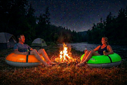 Pack of two Bradley heavy duty tubes for floating the river; Whitewater water tube; Rubber inner tube with cover for river floating; Linking tandem river tubes; river raft tube