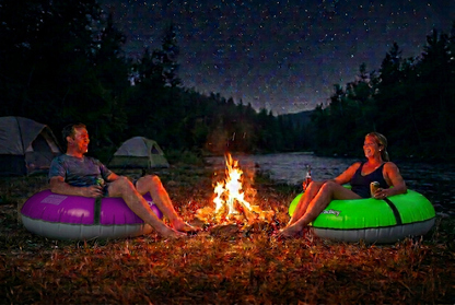 Pack of two Bradley heavy duty tubes for floating the river; Whitewater water tube; Rubber inner tube with cover for river floating; Linking tandem river tubes; river raft tube