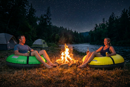 Pack of two Bradley heavy duty tubes for floating the river; Whitewater water tube; Rubber inner tube with cover for river floating; Linking tandem river tubes; river raft tube