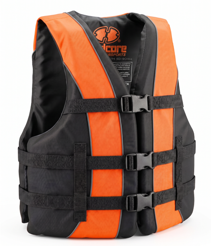 Hardcore Life Jacket Paddle Vest; Coast Guard Approved Type III PFD Life Vest Flotation Device; Jet ski, Wakeboard, Kayak; Ideal Extra Life Jacket for Your Pontoon Boat
