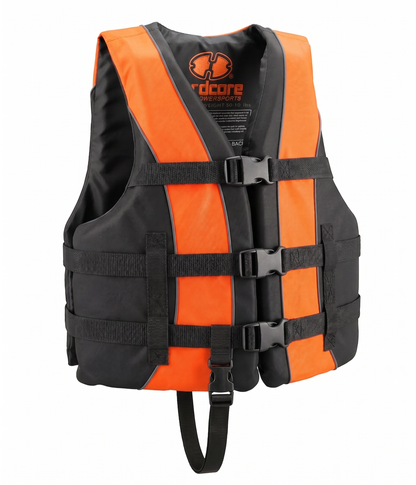 Hardcore life jacket paddle vest; Coast Guard approved Type III PFD life vest flotation device; Jet ski, wakeboard, kayak; Ideal extra life jacket for your pontoon boat w/ Leg Strap