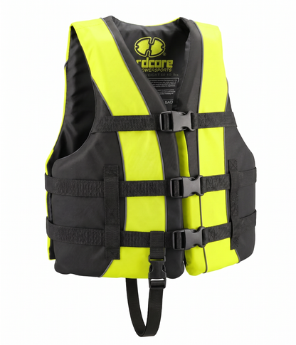 Hardcore life jacket paddle vest; Coast Guard approved Type III PFD life vest flotation device; Jet ski, wakeboard, kayak; Ideal extra life jacket for your pontoon boat w/ Leg Strap
