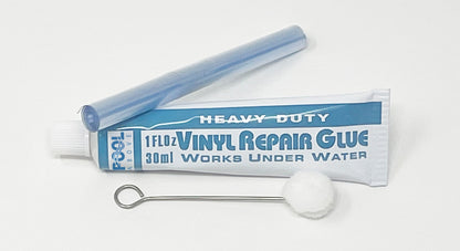 Underwater pool repair kit for frame set and easy set pool | Vinyl glue and reinforced patch material to match your pool | Blue and white pool liner patch kit