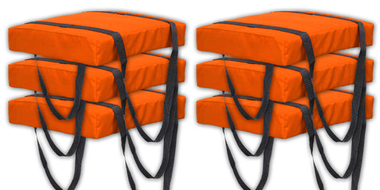 Bradley Type IV Boat Cushion USCG Approved Throwable Flotation Device; Coast Guard approved throw preserver with foam cushion; throwable boat cushion safety device (6-Pack, Neon Orange color)