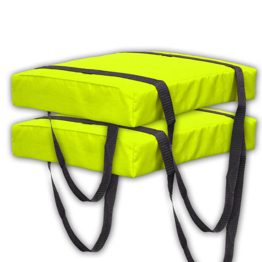 Bradley Type IV Boat Cushion USCG Approved Throwable Flotation Device; Coast Guard approved throw preserver with foam cushion; throwable boat cushion safety device (2-Pack, Neon Yellow color)