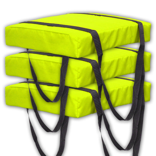 Bradley Type IV Boat Cushion USCG Approved Throwable Flotation Device; Coast Guard approved throw preserver with foam cushion; throwable boat cushion safety device (3-Pack, Neon Yellow color)