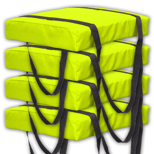 Bradley Type IV Boat Cushion USCG Approved Throwable Flotation Device; Coast Guard approved throw preserver with foam cushion; throwable boat cushion safety device (4-Pack, Neon Yellow color)