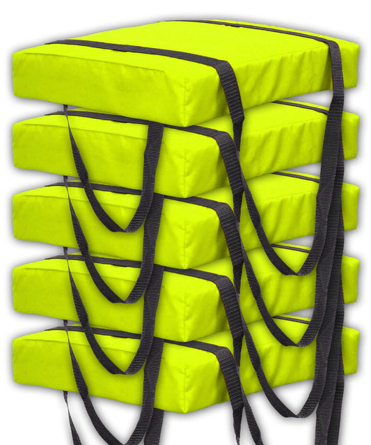 Bradley Type IV Boat Cushion USCG Approved Throwable Flotation Device; Coast Guard approved throw preserver with foam cushion; throwable boat cushion safety device (5-Pack, Neon Yellow color)