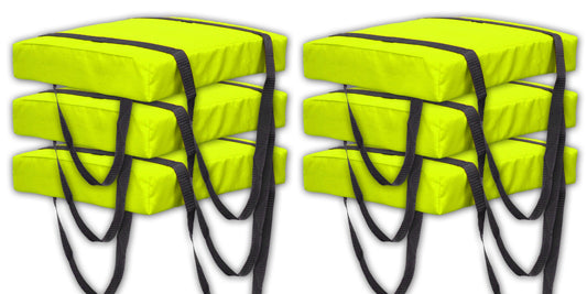 Bradley Type IV Boat Cushion USCG Approved Throwable Flotation Device; Coast Guard approved throw preserver with foam cushion; throwable boat cushion safety device (6-Pack, Neon Yellow color)