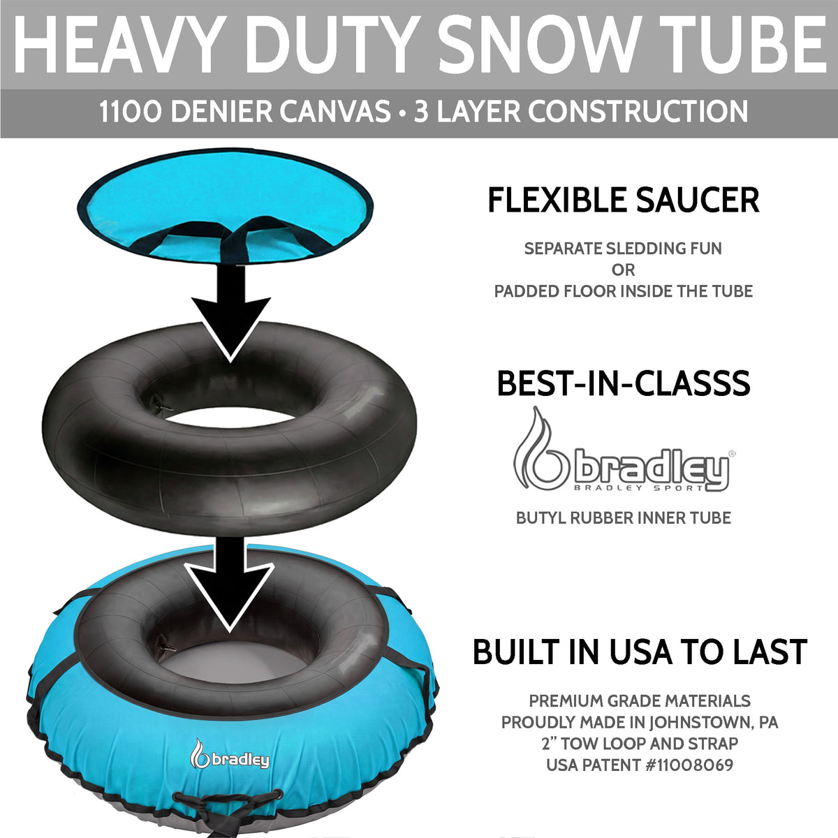 Bradley Heavy-Duty Deluxe Snow Tube with Reinforced Cover