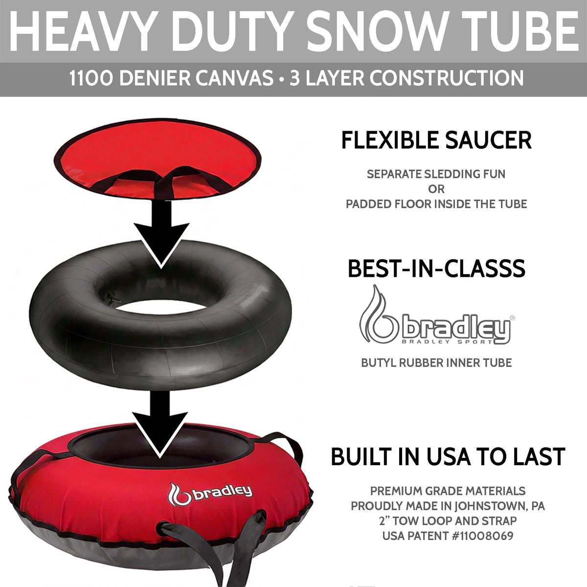 Bradley Heavy-Duty Deluxe Snow Tube with Reinforced Cover
