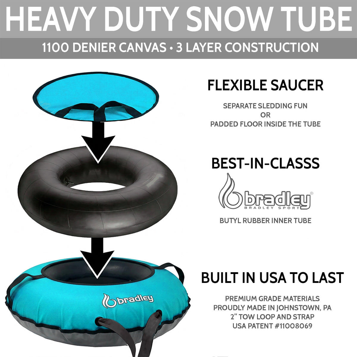 Bradley Heavy-Duty Deluxe Snow Tube with Reinforced Cover