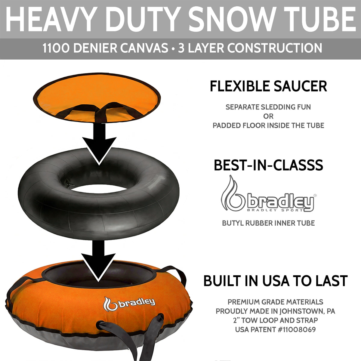 Bradley Heavy-Duty Deluxe Snow Tube with Reinforced Cover