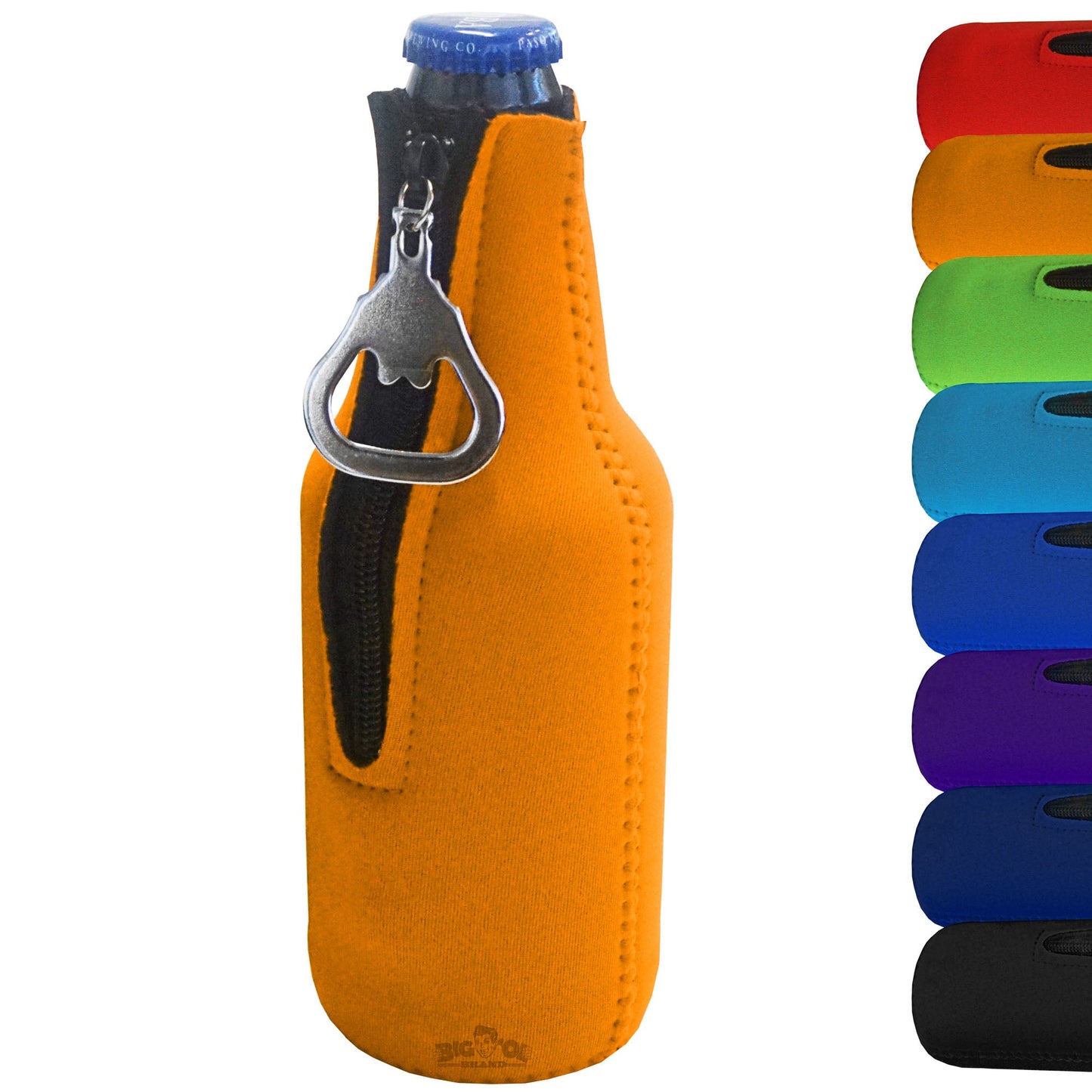 Zipper Bottle Cooler Sleeve with Bottle Opener