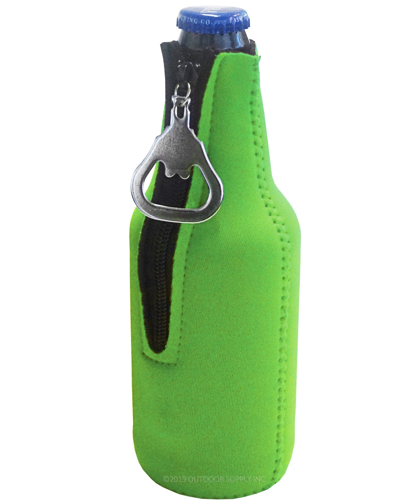 Zipper Bottle Cooler Sleeve with Bottle Opener