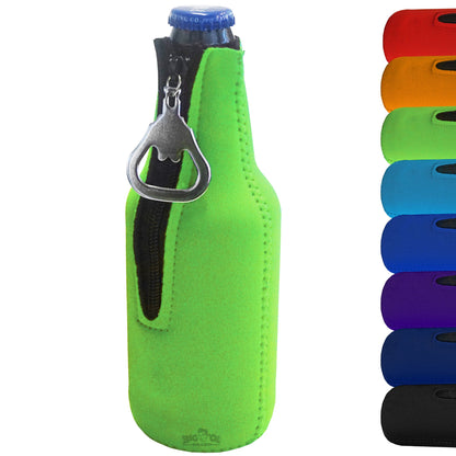 Zipper Bottle Cooler Sleeve with Bottle Opener