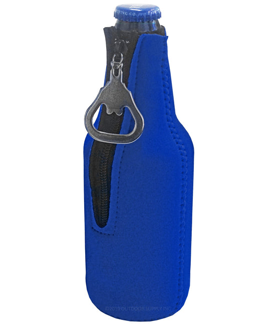 Zipper Bottle Cooler Sleeve with Bottle Opener