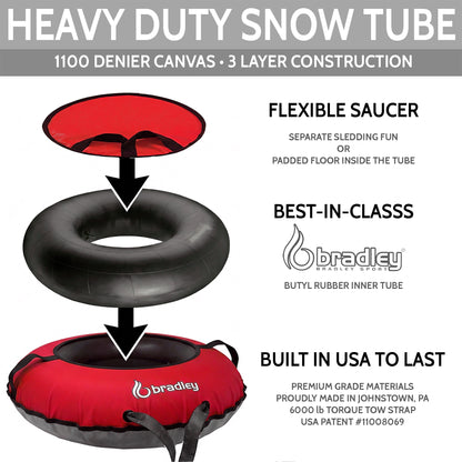 Ultimate Deluxe Towable Snow Tube Sled with Heavy Duty Cover