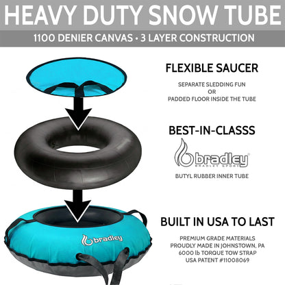 Ultimate Deluxe Towable Snow Tube Sled with Heavy Duty Cover
