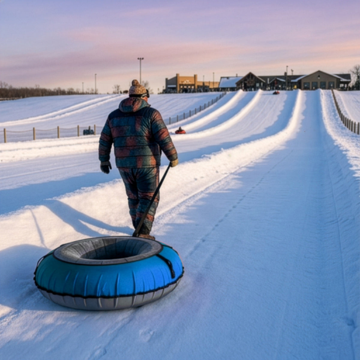 Ultimate Deluxe Towable Snow Tube Sled with Heavy Duty Cover