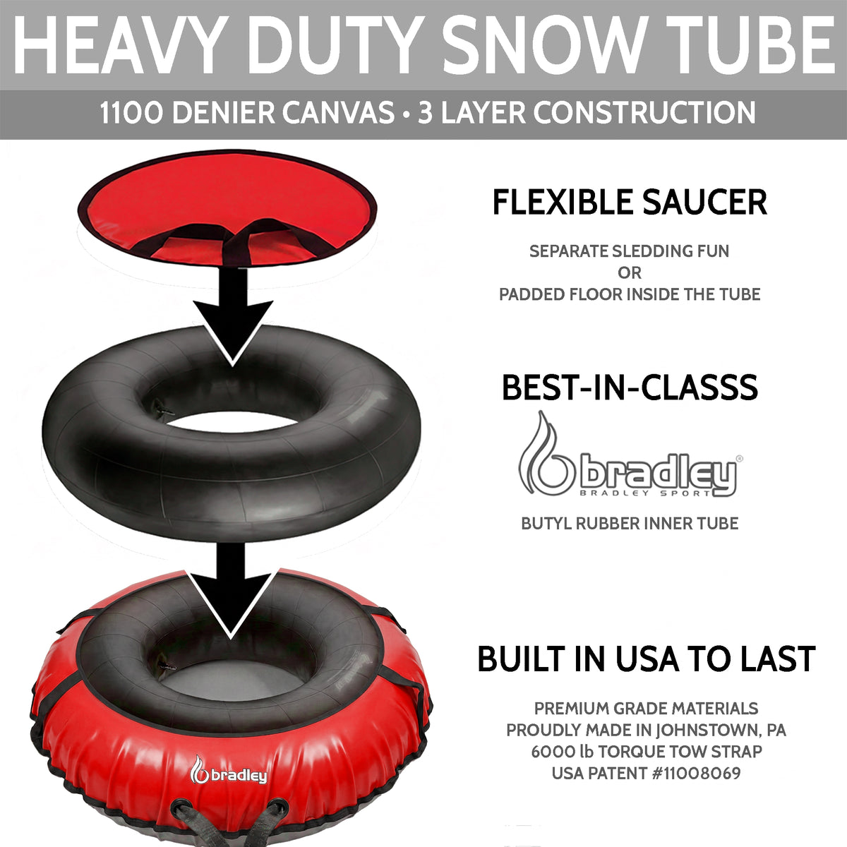 Ultimate Deluxe Towable Snow Tube Sled with Heavy Duty Cover