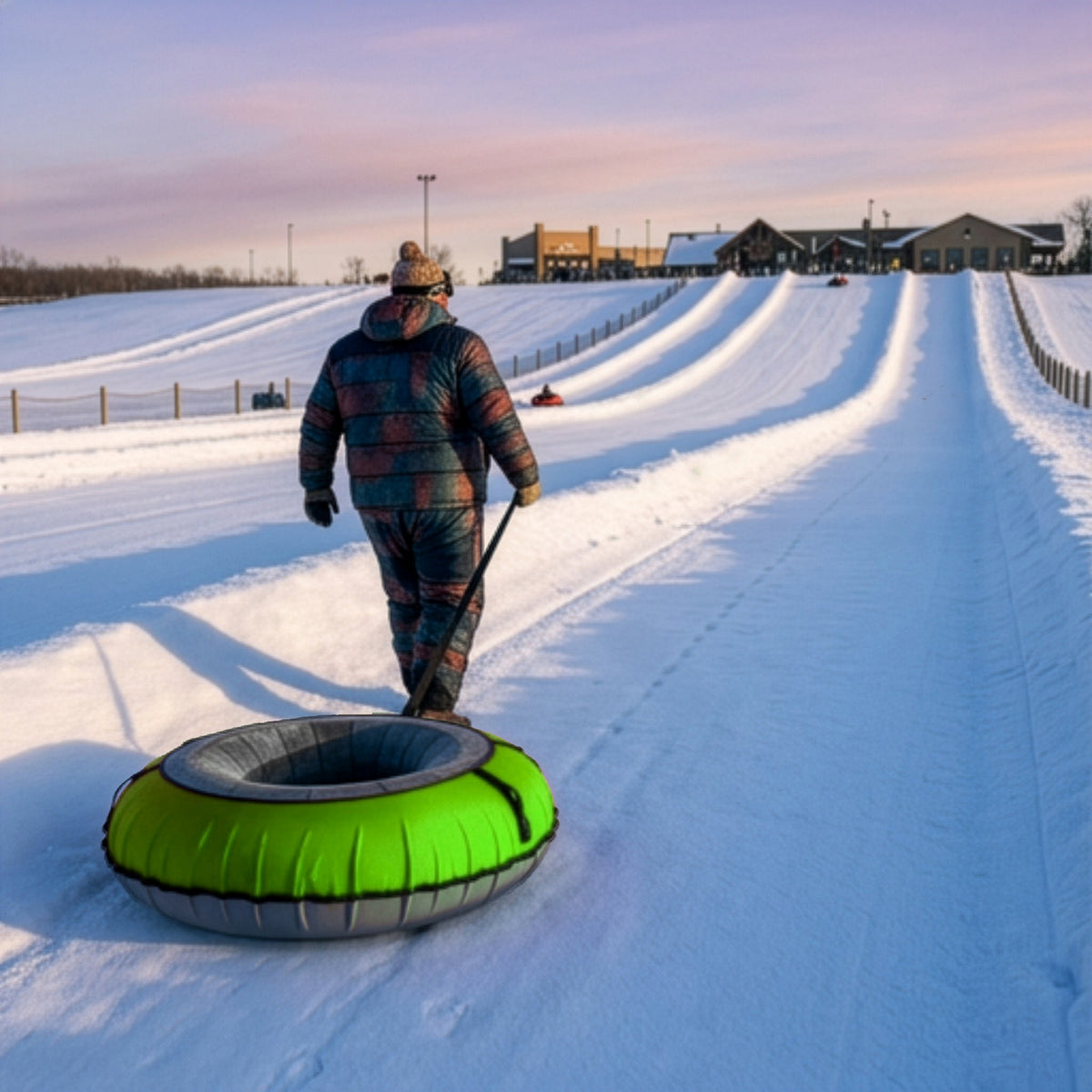 Ultimate Deluxe Towable Snow Tube Sled with Heavy Duty Cover