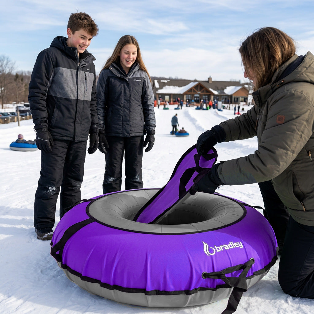 Ultimate Deluxe Towable Snow Tube Sled with Heavy Duty Cover