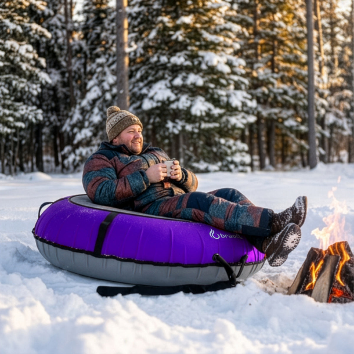 Ultimate Deluxe Towable Snow Tube Sled with Heavy Duty Cover