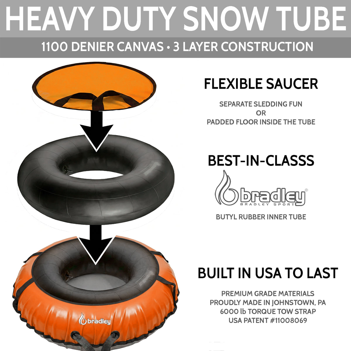 Ultimate Deluxe Towable Snow Tube Sled with Heavy Duty Cover