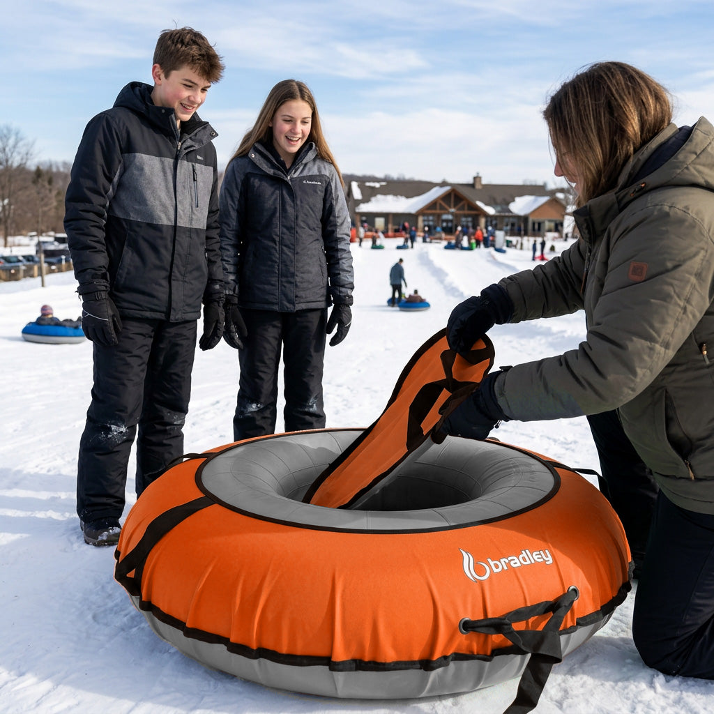 Ultimate Deluxe Towable Snow Tube Sled with Heavy Duty Cover